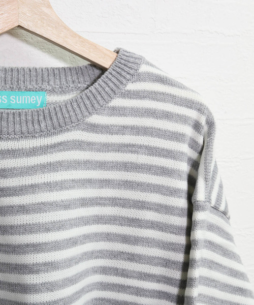 c.u.l(シーユーエル)の「【c.u.l】【2019AW】クルーネック ボーダー ビッグシルエット ニット chw843(ニット/セーター・レディース・ブラック/ベージュ/ブラウン/グレー・FREE)」の14枚目の写真