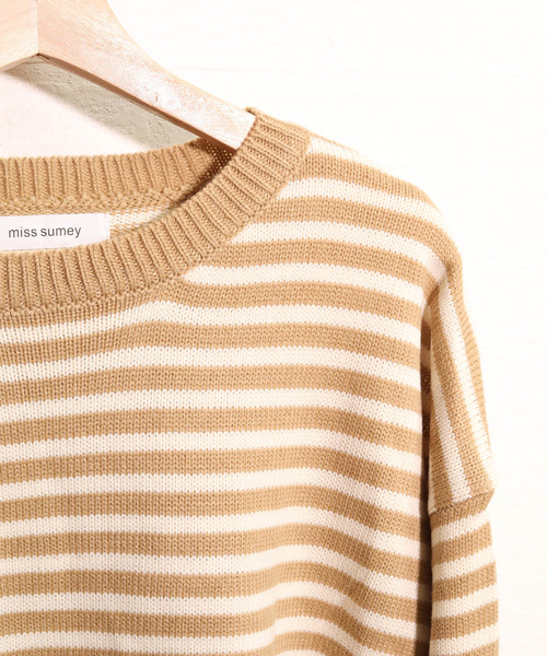 c.u.l(シーユーエル)の「【c.u.l】【2019AW】クルーネック ボーダー ビッグシルエット ニット chw843(ニット/セーター・レディース・ブラック/ベージュ/ブラウン/グレー・FREE)」の15枚目の写真