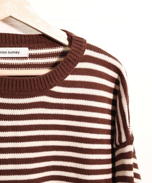c.u.l(シーユーエル)の「【c.u.l】【2019AW】クルーネック ボーダー ビッグシルエット ニット chw843(ニット/セーター・レディース・ブラック/ベージュ/ブラウン/グレー・FREE)」の16枚目の写真