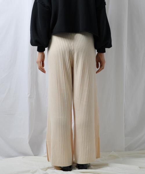 Ambre Neige(アンブルネージュ)の「リブニットパンツ【WEB/EC限定商品】(その他パンツ・レディース・ブラック/アイボリー/ライトブラウン・FREE)」の10枚目の写真