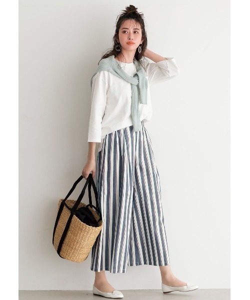 セール ｉｅｄｉｔ コーデが新鮮に コットンリネン素材のワイドストライプパンツ その他パンツ Iedit イディット のファッション通販 Zozotown
