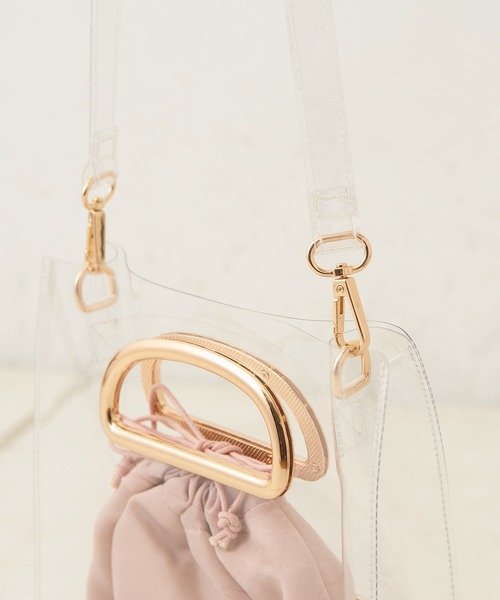 one after another NICE CLAUP(ワンアフターアナザーナイスクラップ)の「PVCポーチ付き3点バッグ(ショルダーバッグ・レディース・アイボリー/グレー/ピンク・FREE)」の9枚目の写真