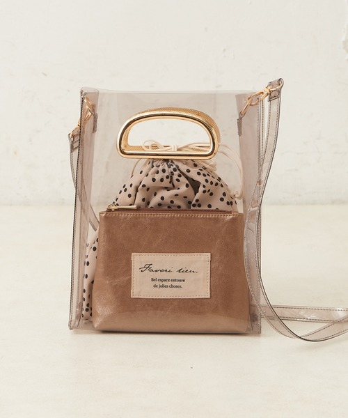 one after another NICE CLAUP(ワンアフターアナザーナイスクラップ)の「PVCポーチ付き3点バッグ(ショルダーバッグ・レディース・アイボリー/グレー/ピンク・FREE)」の22枚目の写真