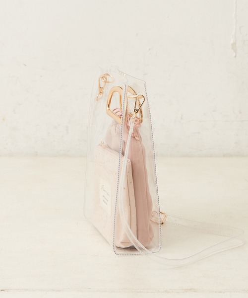 one after another NICE CLAUP(ワンアフターアナザーナイスクラップ)の「PVCポーチ付き3点バッグ(ショルダーバッグ・レディース・アイボリー/グレー/ピンク・FREE)」の12枚目の写真