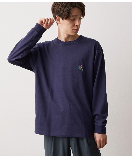 JUNRED（ジュンレッド）の「オージーコットンBEAR刺繍プルオーバー（Tシャツ/カットソー・メンズ・ベージュ/ホワイト/ネイビー/グリーン・L/LL/M）」の4枚目の写真