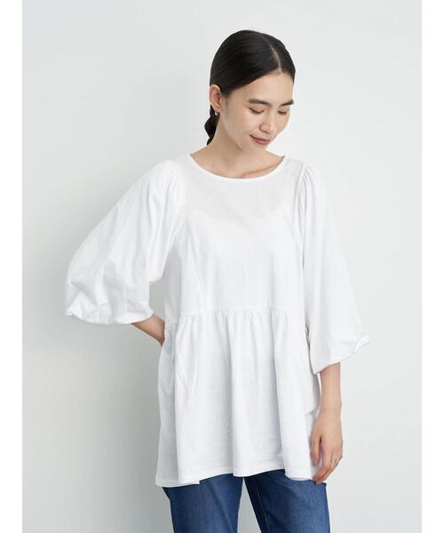 AMERICAN HOLIC（アメリカンホリック）の「袖ボリューム5分袖カットプルオーバー　＊（Tシャツ/カットソー・レディース・オフホワイト/ブルー/ブラック・M/L）」の4枚目の写真