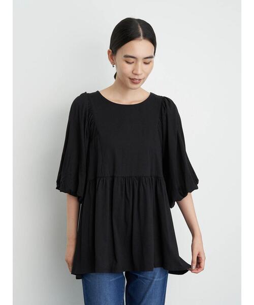 AMERICAN HOLIC（アメリカンホリック）の「袖ボリューム5分袖カットプルオーバー　＊（Tシャツ/カットソー・レディース・オフホワイト/ブルー/ブラック・M/L）」の5枚目の写真