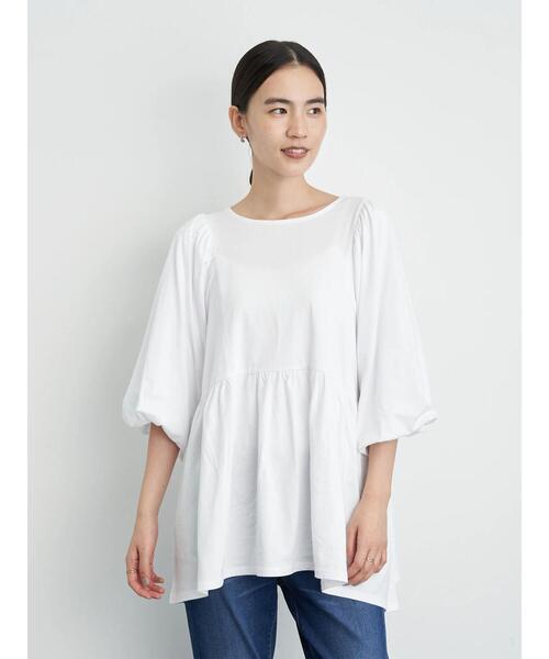 AMERICAN HOLIC（アメリカンホリック）の「袖ボリューム5分袖カットプルオーバー　＊（Tシャツ/カットソー・レディース・オフホワイト/ブルー/ブラック・M/L）」の8枚目の写真