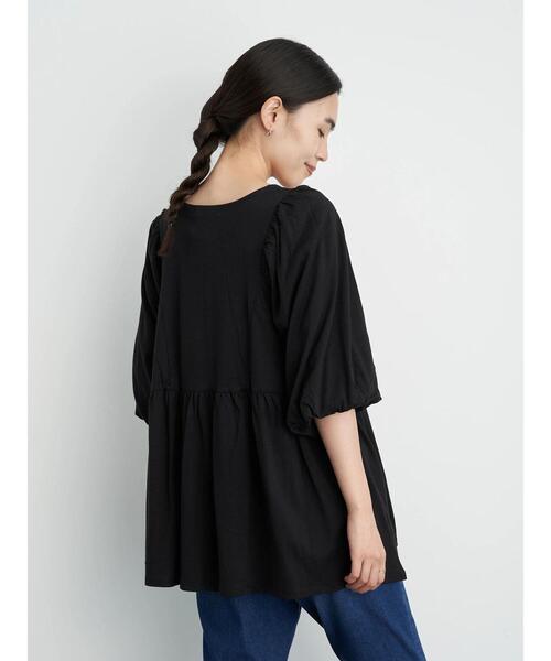 AMERICAN HOLIC（アメリカンホリック）の「袖ボリューム5分袖カットプルオーバー　＊（Tシャツ/カットソー・レディース・オフホワイト/ブルー/ブラック・M/L）」の14枚目の写真