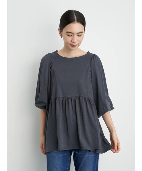 AMERICAN HOLIC（アメリカンホリック）の「袖ボリューム5分袖カットプルオーバー　＊（Tシャツ/カットソー・レディース・オフホワイト/ブルー/ブラック・M/L）」の3枚目の写真