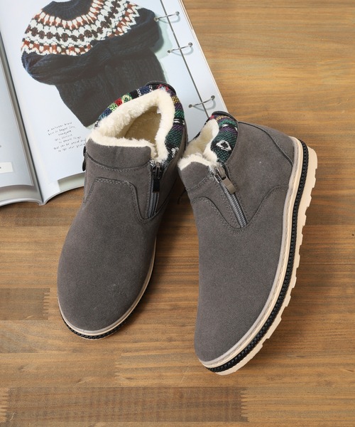 AAA+（サンエープラス）の「AAA+ ダブルジップムートンブーツ ユニセックス（ブーツ・レディース・ブラウン/ブラック/ベージュ/ダークブラウン/グレー/カーキ/ネイビー・36/38/40/46/37/39/42/43/41/45/44）」の3枚目の写真