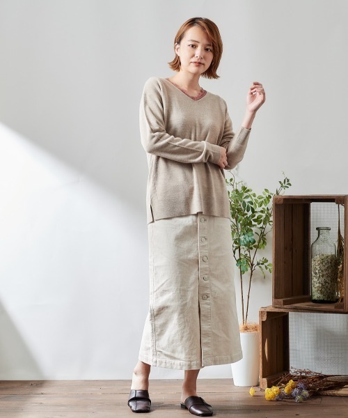 cepo(セポ)の「コーデュロイ ボタンスカート ※セットアップ可能(スカート・レディース・グレー/オフホワイト/サックスブルー・S/M)」の6枚目の写真