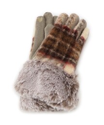 ITS'DEMO（イッツデモ）の「スマホ対応フェイクファーチェックグローブ（手袋）」