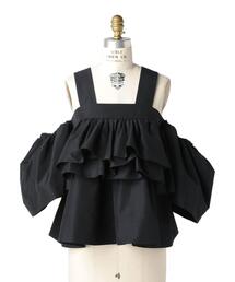 ＜Drawer ドゥロワー 美品 コットンショルダーストラップブラウス ドゥロワー drawer コットンショルダーストラップブラウス
