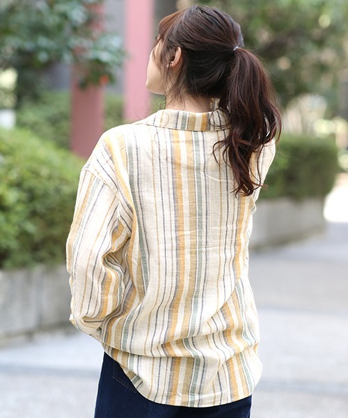 チチカカ（チチカカ）の「マルチストライプ開襟シャツ（シャツ/ブラウス・メンズ・イエロー/ブルー・MEDIUM/LARGE）」の11枚目の写真