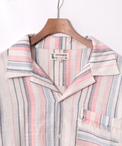 チチカカ（チチカカ）の「マルチストライプ開襟シャツ（シャツ/ブラウス・メンズ・イエロー/ブルー・MEDIUM/LARGE）」の4枚目の写真