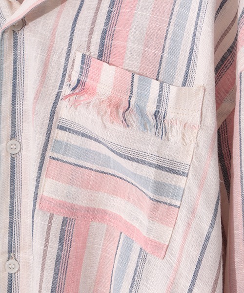 チチカカ（チチカカ）の「マルチストライプ開襟シャツ（シャツ/ブラウス・メンズ・イエロー/ブルー・MEDIUM/LARGE）」の5枚目の写真