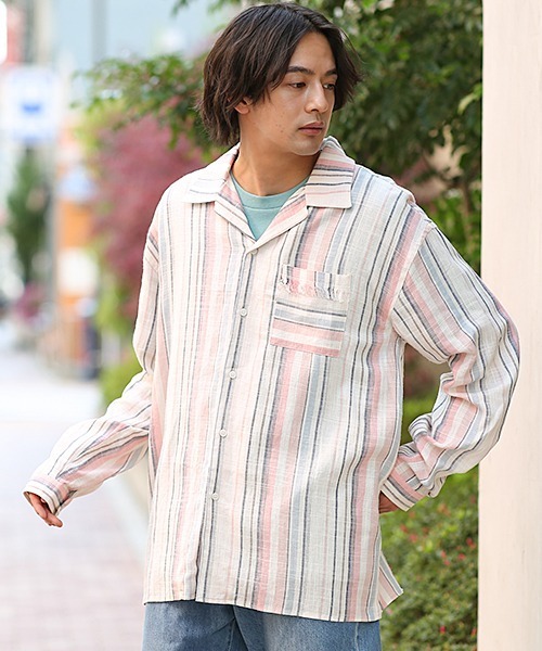 チチカカ（チチカカ）の「マルチストライプ開襟シャツ（シャツ/ブラウス・メンズ・イエロー/ブルー・MEDIUM/LARGE）」の19枚目の写真