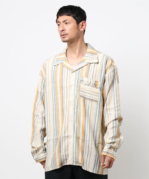 チチカカ（チチカカ）の「マルチストライプ開襟シャツ（シャツ/ブラウス・メンズ・イエロー/ブルー・MEDIUM/LARGE）」の21枚目の写真