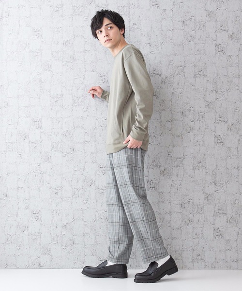 Blue Standard (ブルースタンダード)の「【BLUE STANDARD】チェックパンツ ワイドパンツ ウエストゴム/イージーパンツ仕様(その他パンツ・メンズ・ベージュ/ネイビー/グレー・LARGE/MEDIUM/X-LARGE)」の5枚目の写真