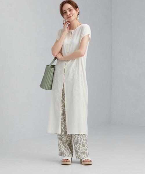 美品【greenlabelrelaxing】2WAY ワンピース セール】 襟レース 2WAY 5分袖 ニット ワンピース （ロング
