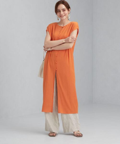 green label relaxing（グリーンレーベルリラクシング）の「CFC YRU 2WAY ノースリーブ ワンピース（ワンピース・レディース・オフホワイト/オレンジ/ダークグレー・FREE）」の5枚目の写真