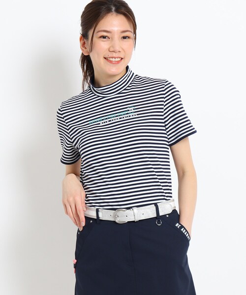 adabat（アダバット）の「◆【吸水速乾/UVカット】adabat ミラノリブ モックネックプルオーバー（Tシャツ/カットソー・レディース・ホワイト/ネイビー系/ピンク系/ネイビー・40/38/42/36）」の4枚目の写真