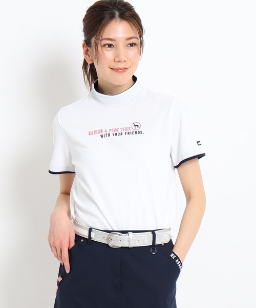 adabat（アダバット）の「◆【吸水速乾/UVカット】adabat ミラノリブ モックネックプルオーバー（Tシャツ/カットソー・レディース・ホワイト/ネイビー系/ピンク系/ネイビー・40/38/42/36）」の2枚目の写真