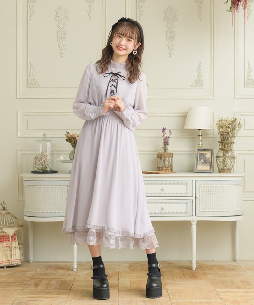 ROJITA ワンピース ショッパープレゼント！》 ブローチ付きケープマキシワンピース