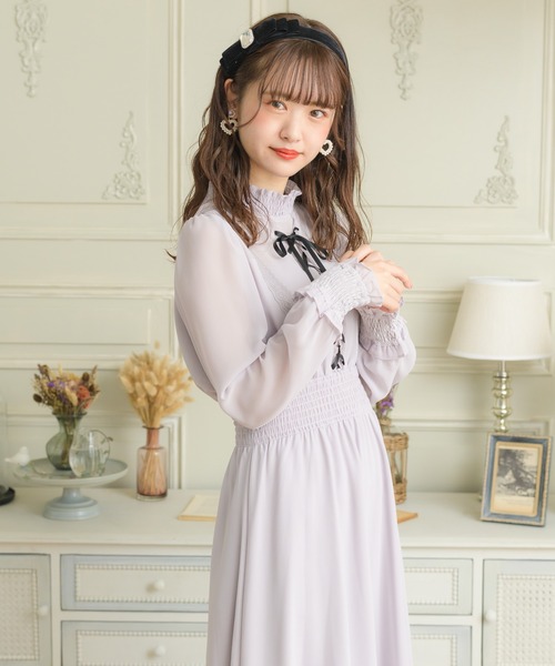 ROJITA(ロジータ)の「レースアップロングシフォンワンピース(ワンピース・レディース・ブラック/ピンク/ラベンダー・FREE)」の19枚目の写真