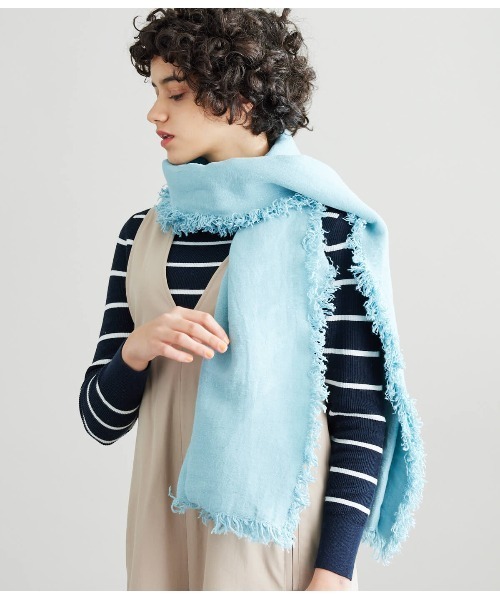 SIPULI（シプリ）の「ASAUCE MELER｜ベルギーリネンフリンジストール（ストール/ショール・レディース・アイボリー/グレー系その他・フリー）」の8枚目の写真