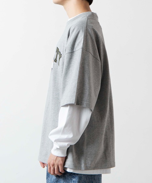 WEGO（ウィゴー）の「WEGO/DOG刺繍ビッグシルエットTシャツ（Tシャツ/カットソー・メンズ・杢グレー/スミクロ・MEDIUM/LARGE）」の11枚目の写真