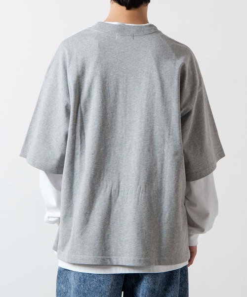 WEGO（ウィゴー）の「WEGO/DOG刺繍ビッグシルエットTシャツ（Tシャツ/カットソー・メンズ・杢グレー/スミクロ・MEDIUM/LARGE）」の6枚目の写真