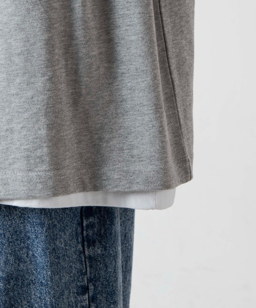 WEGO（ウィゴー）の「WEGO/DOG刺繍ビッグシルエットTシャツ（Tシャツ/カットソー・メンズ・杢グレー/スミクロ・MEDIUM/LARGE）」の14枚目の写真