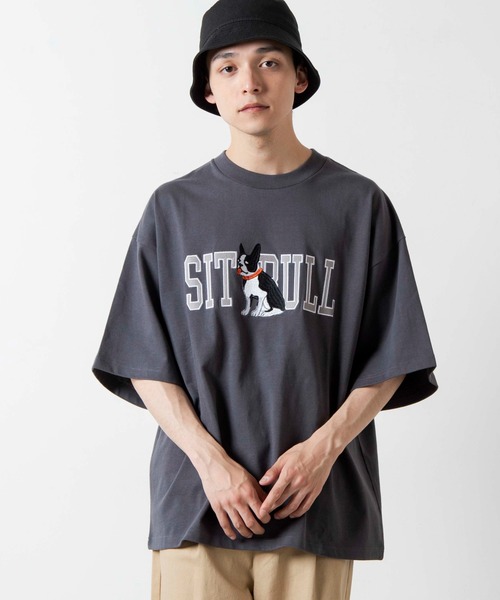 WEGO（ウィゴー）の「WEGO/DOG刺繍ビッグシルエットTシャツ（Tシャツ/カットソー・メンズ・杢グレー/スミクロ・MEDIUM/LARGE）」の21枚目の写真