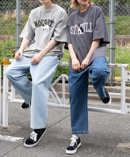 WEGO（ウィゴー）の「WEGO/DOG刺繍ビッグシルエットTシャツ（Tシャツ/カットソー・メンズ・杢グレー/スミクロ・MEDIUM/LARGE）」の18枚目の写真