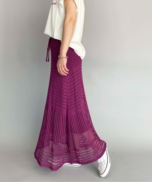 PICCIN（ピッチン）の「クロシェ編みロングスカート（スカート・レディース・ブラック/ベージュ/パープル・M/L）」の3枚目の写真