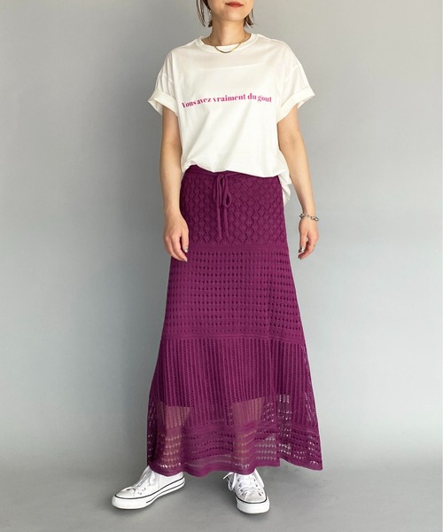 PICCIN（ピッチン）の「クロシェ編みロングスカート（スカート・レディース・ブラック/ベージュ/パープル・M/L）」の12枚目の写真