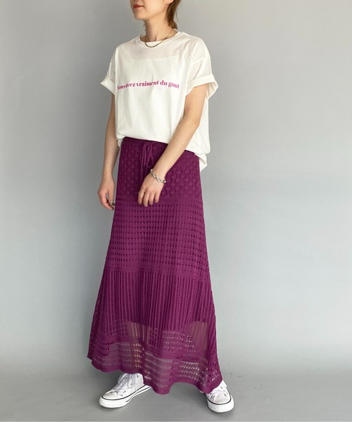 PICCIN（ピッチン）の「クロシェ編みロングスカート（スカート・レディース・ブラック/ベージュ/パープル・M/L）」の13枚目の写真