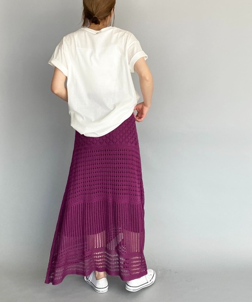 PICCIN（ピッチン）の「クロシェ編みロングスカート（スカート・レディース・ブラック/ベージュ/パープル・M/L）」の15枚目の写真