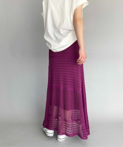 PICCIN（ピッチン）の「クロシェ編みロングスカート（スカート・レディース・ブラック/ベージュ/パープル・M/L）」の8枚目の写真