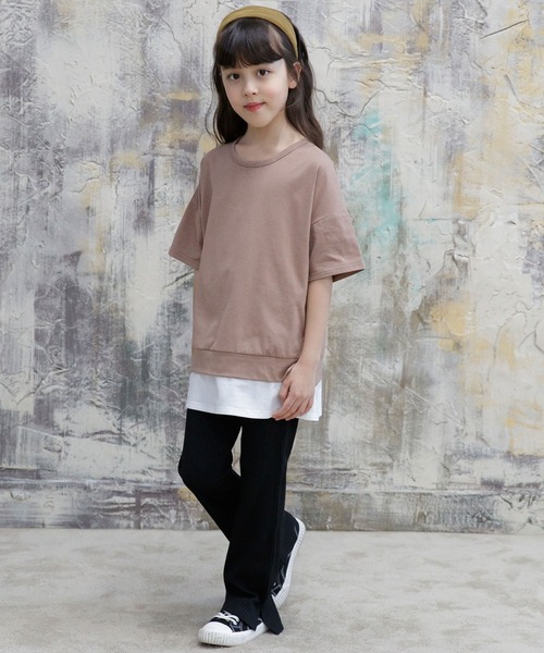 Bee des Bee（ビーデスビー）の「スリット入り リブ地フレアパンツ（その他パンツ・キッズ・ライトブルー/ネイビー/グレー/カーキ/ピンク/ライトブラウン/ブラック/ライトベージュ/テラコッタ/ワイン/チョコ/ラベンダー/ライム/ピンク系/ダークグリーン/ダークブラウン・110cm/100cm/120cm/130cm/140cm/150cm）」の17枚目の写真