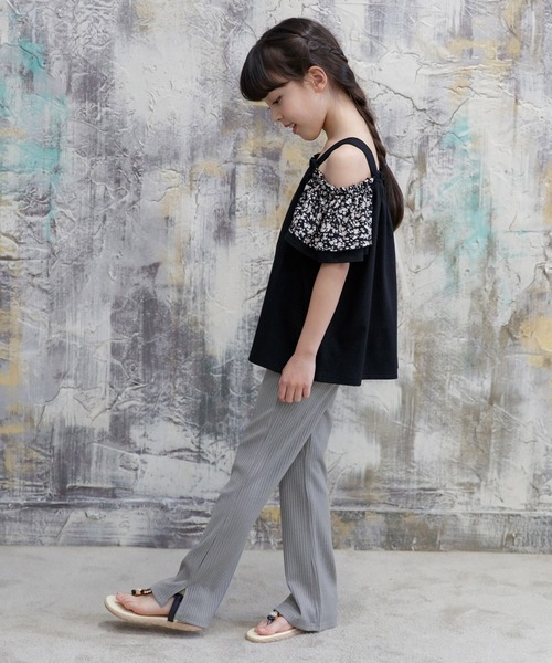 Bee des Bee（ビーデスビー）の「スリット入り リブ地フレアパンツ（その他パンツ・キッズ・ライトブルー/ネイビー/グレー/カーキ/ピンク/ライトブラウン/ブラック/ライトベージュ/テラコッタ/ワイン/チョコ/ラベンダー/ライム/ピンク系/ダークグリーン/ダークブラウン・110cm/100cm/120cm/130cm/140cm/150cm）」の22枚目の写真