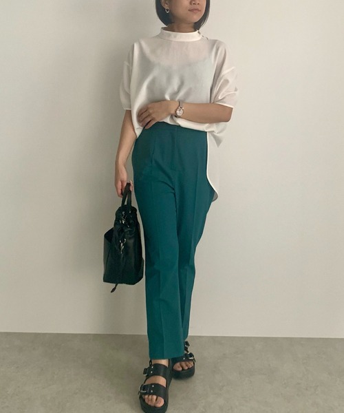CAST:（キャストコロン）の「クロップドフレアーパンツ（その他パンツ・レディース・ネイビー/グリーン/ホワイト・M/S/L）」の4枚目の写真