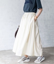 コットンナイロンシアーランダムタックスカート◆
