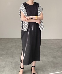 She's Closet（シーズクローゼット）の「ヘビーウェイトフレンチスリーブロングTシャツワンピース（ワンピース）」