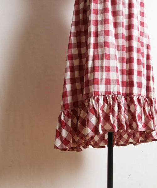 tocco closet（トッコ　クローゼット）の「フリル付きウエストシャーリングパール装飾バックリボンギンガムチェックワンピース（ワンピース・レディース・ダークネイビー/レッド・M）」の17枚目の写真