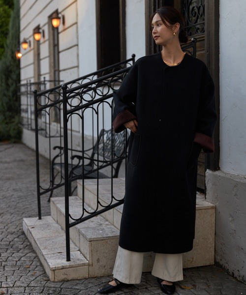 NEUNA（ヌナ）の「ボンディングリバーシブルロングコート（ノーカラー