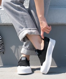 クロスゴムデザイン厚底スリッポンスニーカー