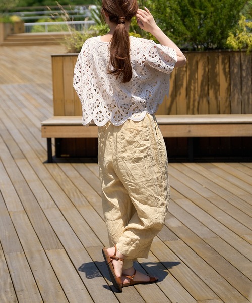 PUAL CE CIN(ピュアルセシン)の「カギ針編み調レースブラウス(シャツ/ブラウス・レディース・グレー/ベージュ/ブラック・FREE)」の12枚目の写真